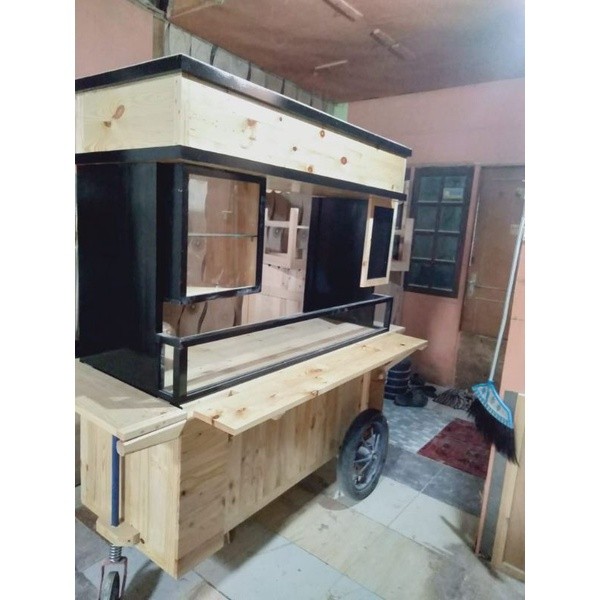 Gerobak jualan gerobak bakso booth kayu jati Belanda