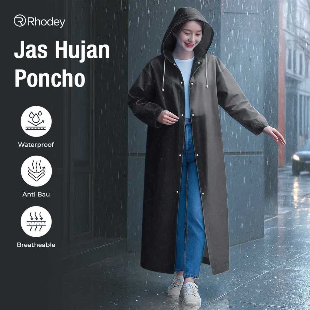 COD Mantel Jas Hujan Pria Wanita Dewasa Model Ponco Dengan Penutup Kepala Portable Tebal Ukuran Jumb