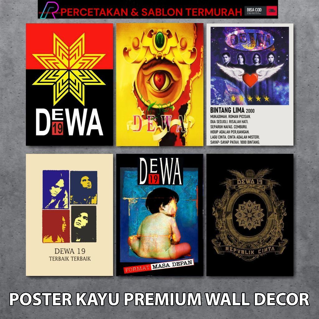 REDSTOREMERCH PAJANGAN KAMAR COWOK WALL DECOR DEWA19 BAND 30X40 | HIASAN KAMAR CUSTOM BAND DEWA19 | 
