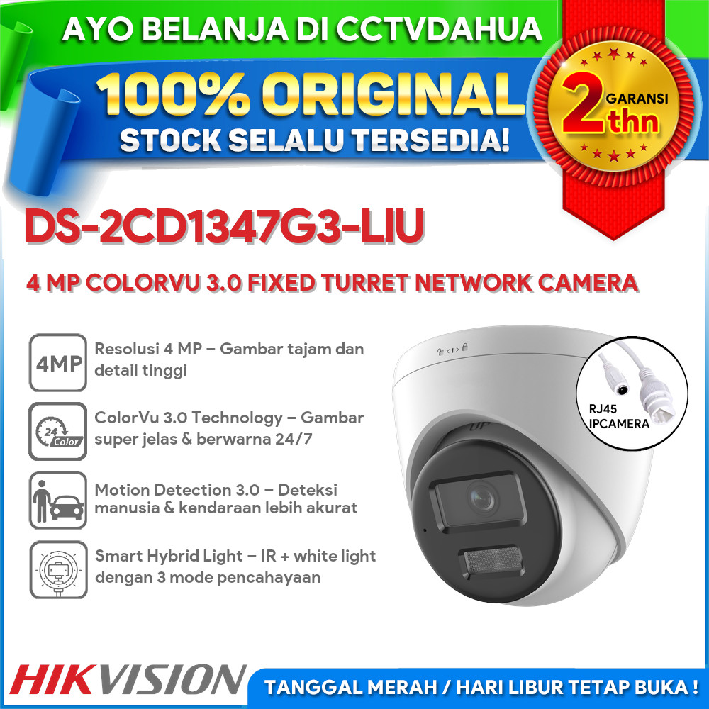 HIKVISION DS-2CD1347G3-LIU 4 MP COLORVU 3.0 FIXED TURRET NETWORK CAMERA