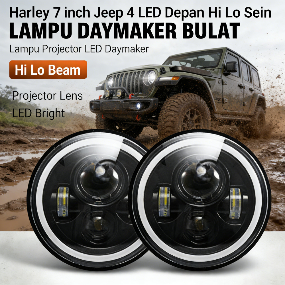 Putih Projie Daymaker Plus Kuning Lampu Utama LED 7 Inch Lampu LED Projie Running Daymaker Projie