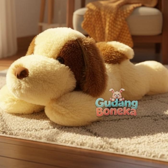 Boneka Guppy Jumbo 80 Cm / Boneka Anjing Dog Jumbo - Krem