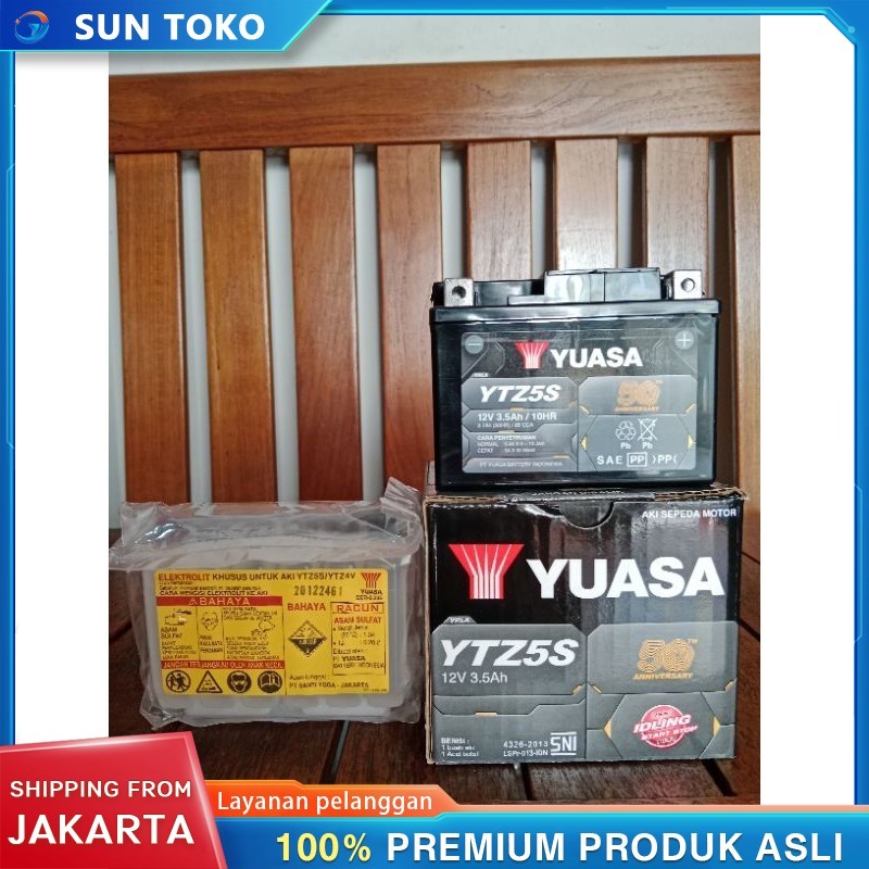 ACCU TERMURAH YUASA YTZ5S SEPEDA MOTOR Yuasa Aki Motor YTZ5-S MF 100% ORIGINAL