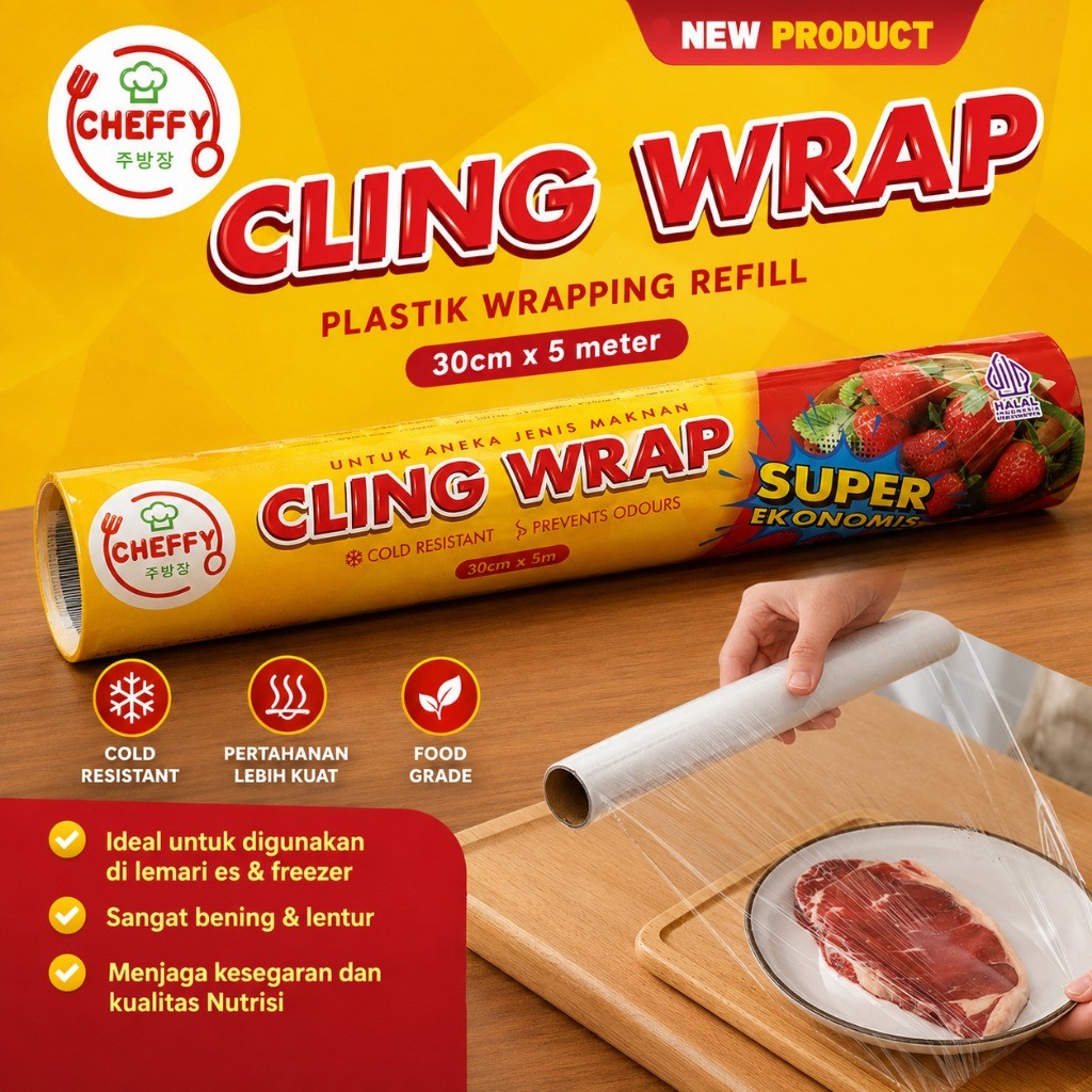 Plastik Wrapping CHEFFY 30cm x 5m / Cling Wrap Food Grade / Pembungkus Makanan / Wrapping Film