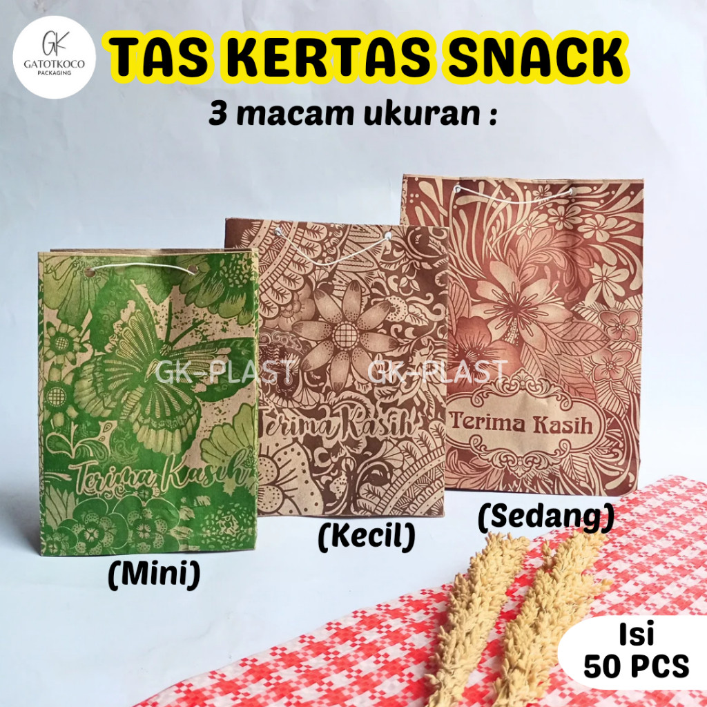 (50 Pcs) Tas Kertas/Tas Snack/Souvenir/arisan