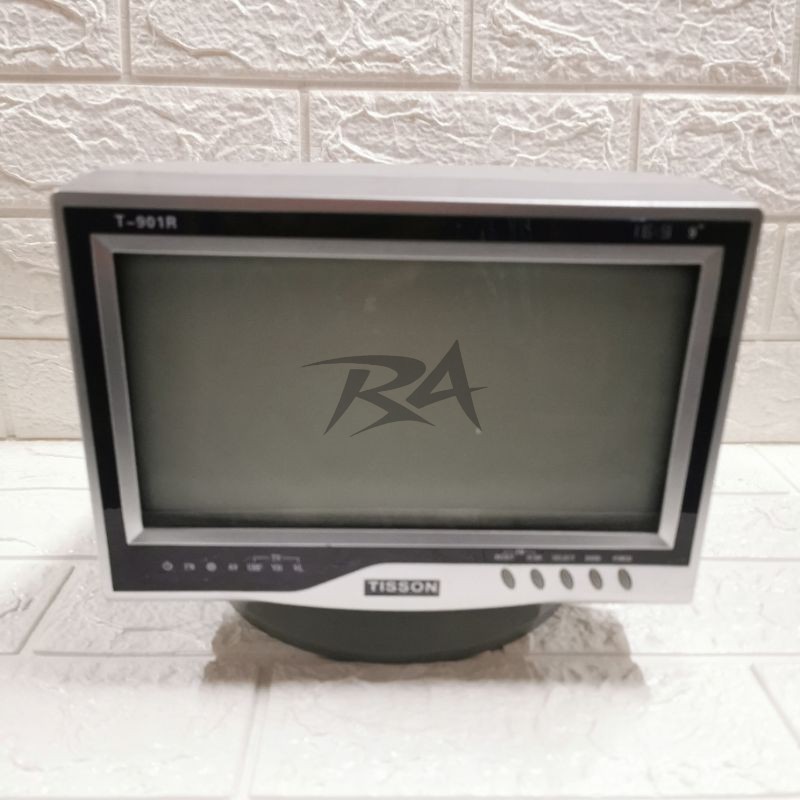 III TV TISSON T 901R 902RG 9" IN INCH BLACK AND WHITE HITAM PUTIH KECIL MINI RADIO FM GAME AC DC KAR
