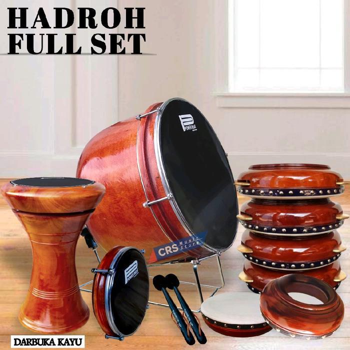 Hadroh 1 Set Lengkap Murah Natural Motif Kayu - 1.Set Tanpa Tas, BAHAN KAYU
