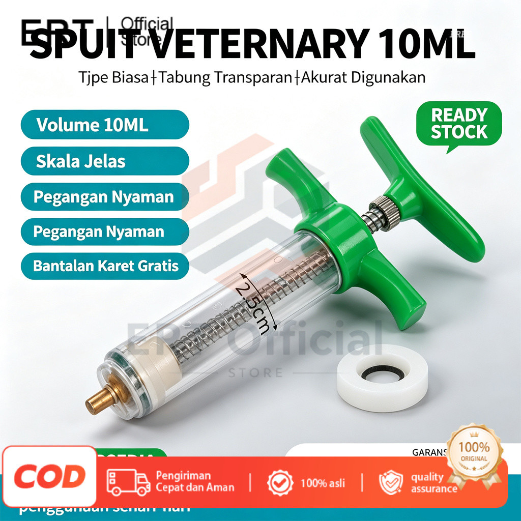 Spuit 10ml + 10pcs Jarum – Suntikan Serbaguna untuk Hewan, Parfum, & Solvent, Akrilik/Kaca