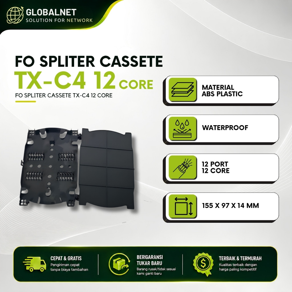 CASSETE 12 CORE, KASET 12 CORE SPLICE TRAY 12 CORE FIBER OPTIC
