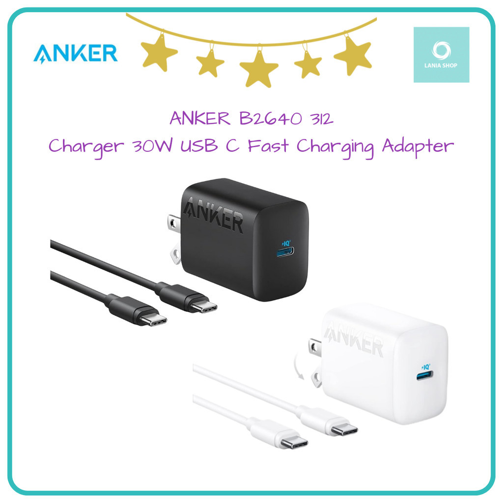 ANKER B2640 312 Charger 30W USB C Fast Charging Adapter Foldable Travel Charger Laptop Phone Tablet