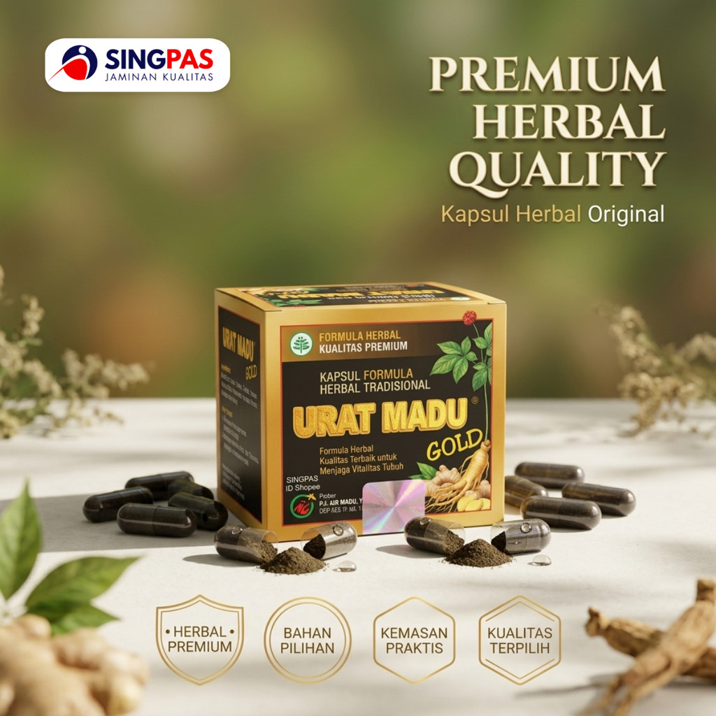 Herbal Premium URAT MADU Gold Isi 20 Kapsul (10 Sachet)