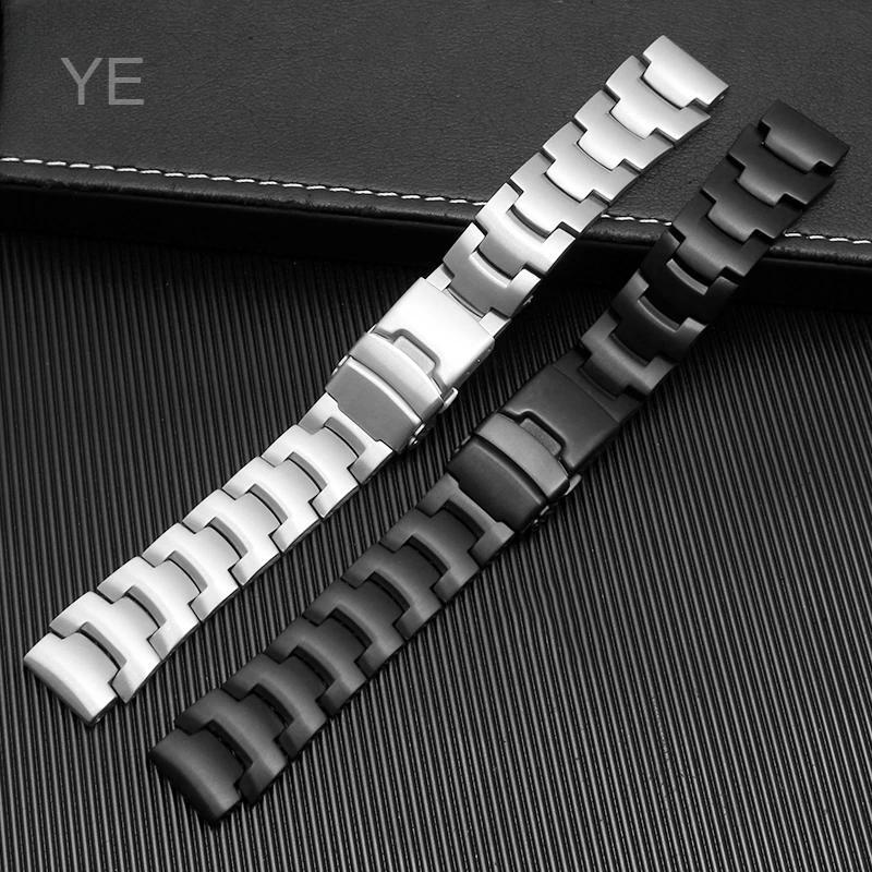 Durable 18mm Steel Watchbands for Casio PRO TREK PRG-250/260/270 PRW-3500/2500/5100 Black Folng Buck