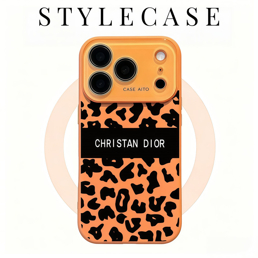 Casing HP iPhone Fashion Full Edition Black Leopard CHRISTIAN DIOR Pattern Lensa Jendela Besar Terin