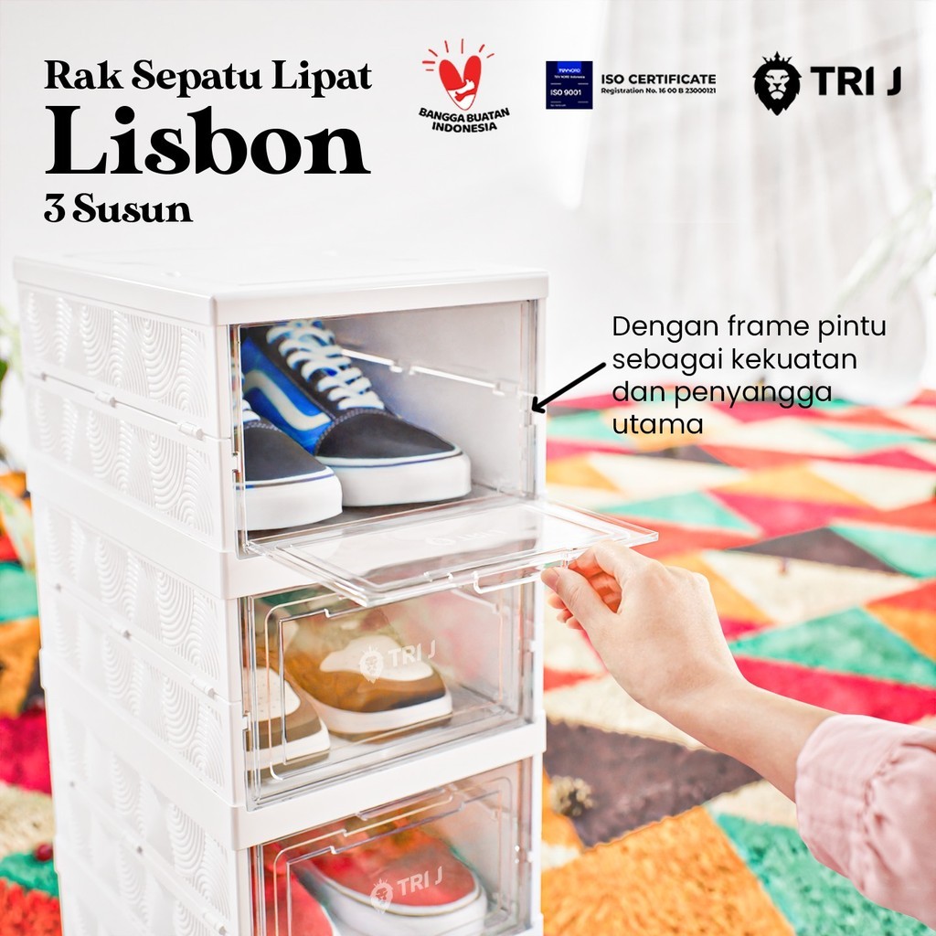 TRI J RAK SEPATU LISBON 3 SUSUN - RAK SEPATU LIPAT