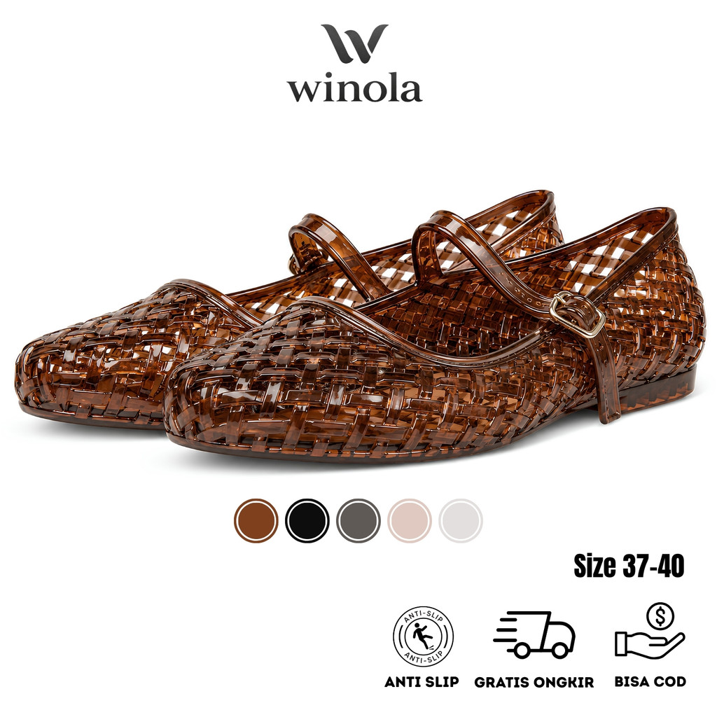 Winola - Sepatu Wanita Jelly Transparan & Doff Terbaru Elatis Anti Slip Anti Air 2538-k2/2538-k1