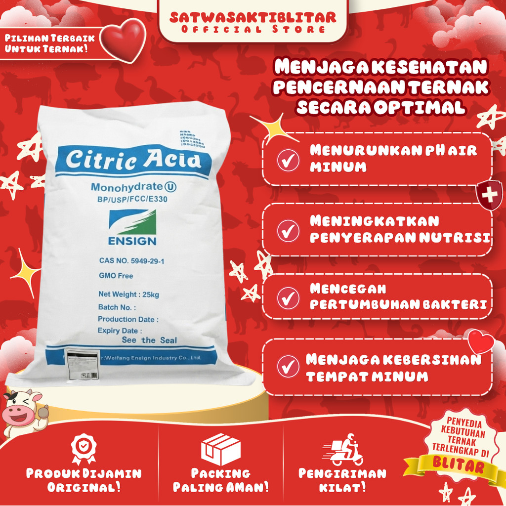 CITRIC ACID 1 SAK 25 KG - FOOD GRADE - Sitrun - Citrun - Sitrat - Sitrun Makanan - Asam Sitrat - Cit