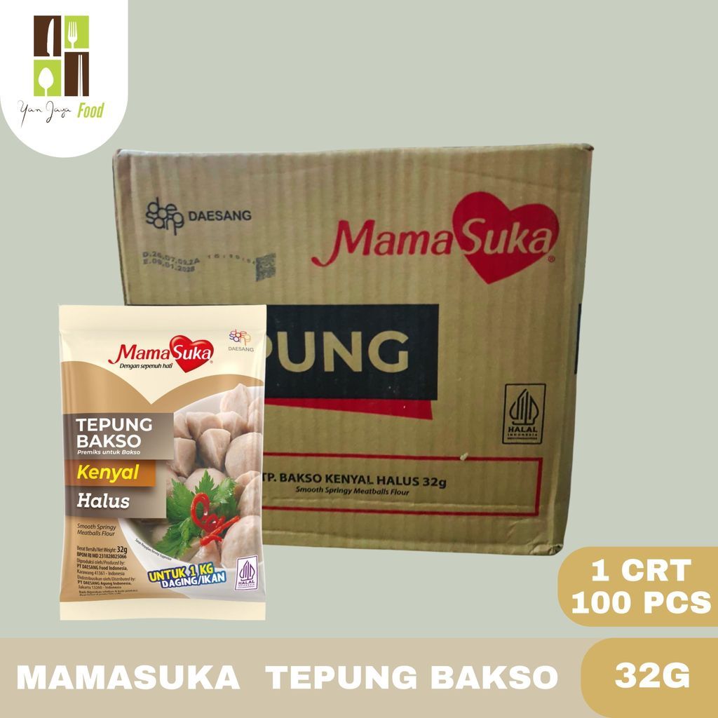 Mamasuka Tepung Bakso 32g-1CRT/100PCS / Tepung Bakso Kenyal Halus / Tepung Premiks Untuk Bakso / Pre
