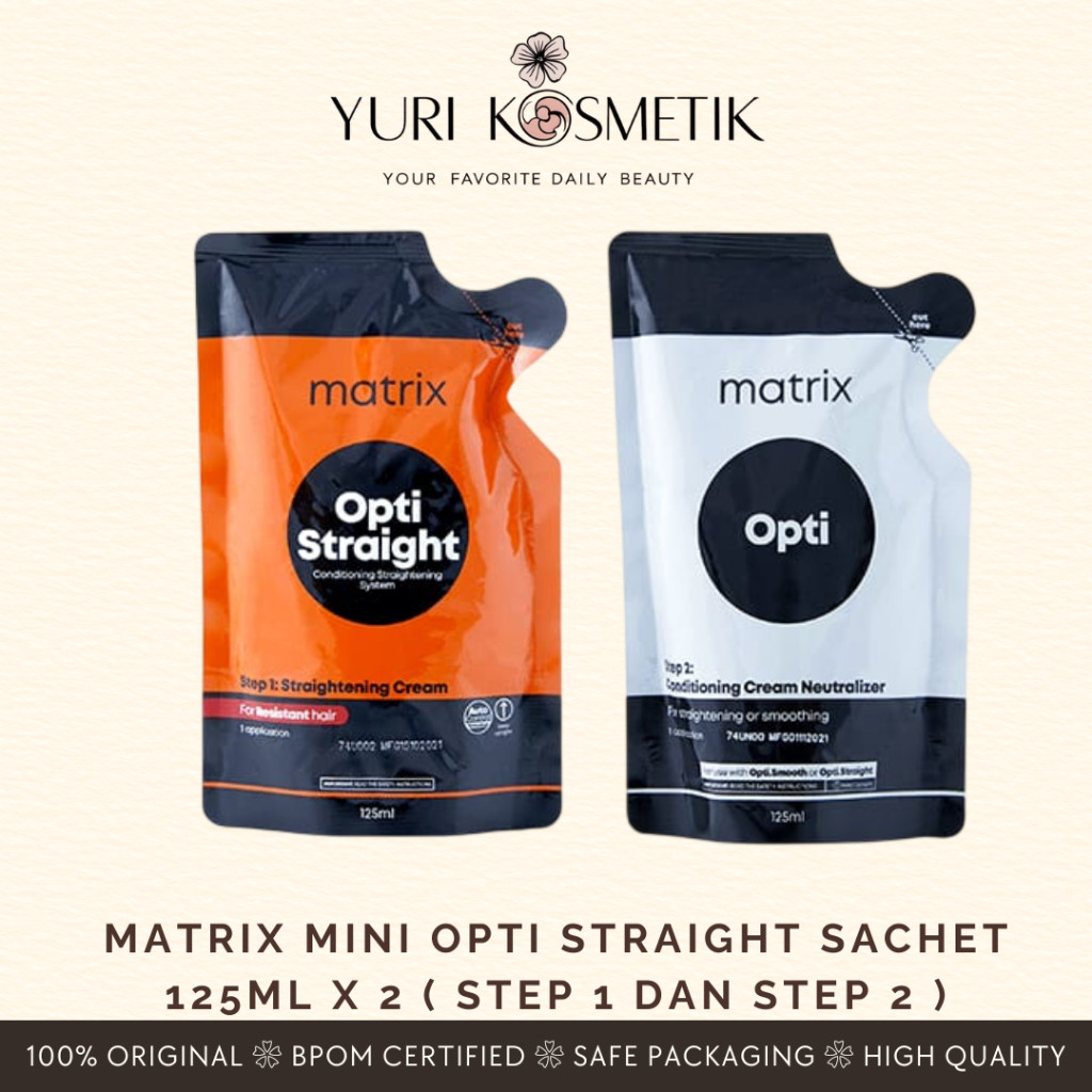 Matrix Mini Opti Straight Sachet 125ml x 2 ( Step 1 dan Step 2 ) / REBONDING / SMOOTHING RAMBUT / Ma