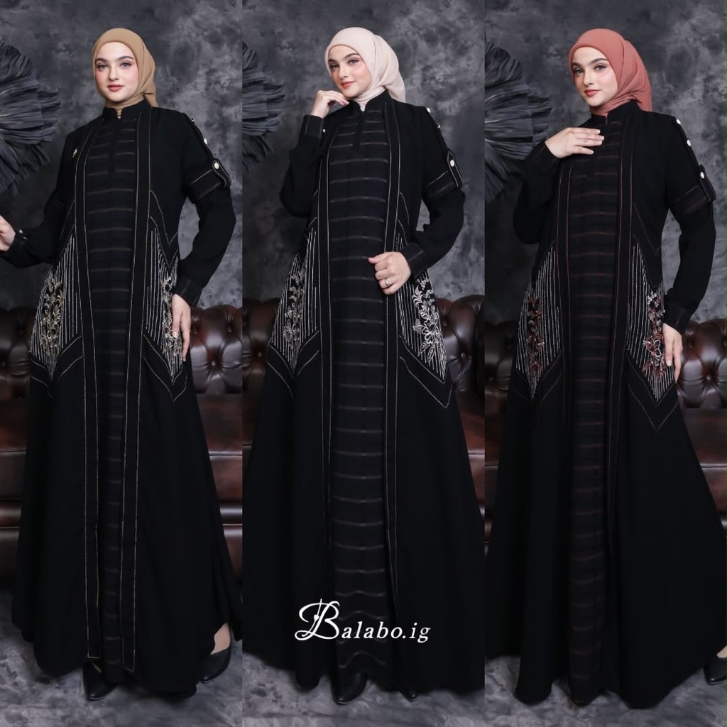 BALABO DRESS JETBLACK ABAYA SERIES BY BALABO READY SIAP KIRIM