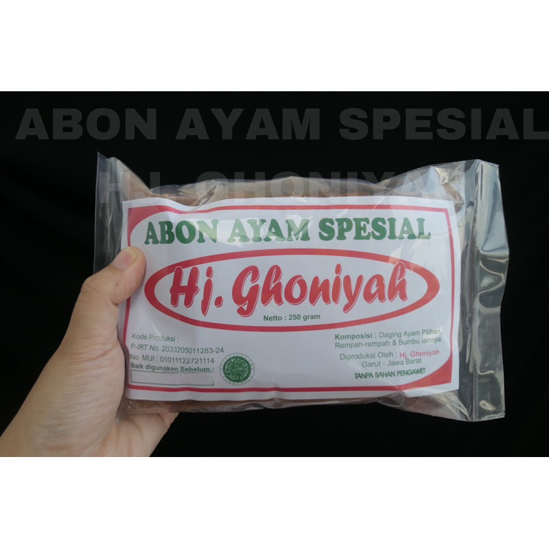 promo ABON AYAM SPESIAL HJ. GHONIYAH 250gr / ABON GHONIYAH /ABON HJ.GHONIYAH / ABON AYAM ABON BAYI A