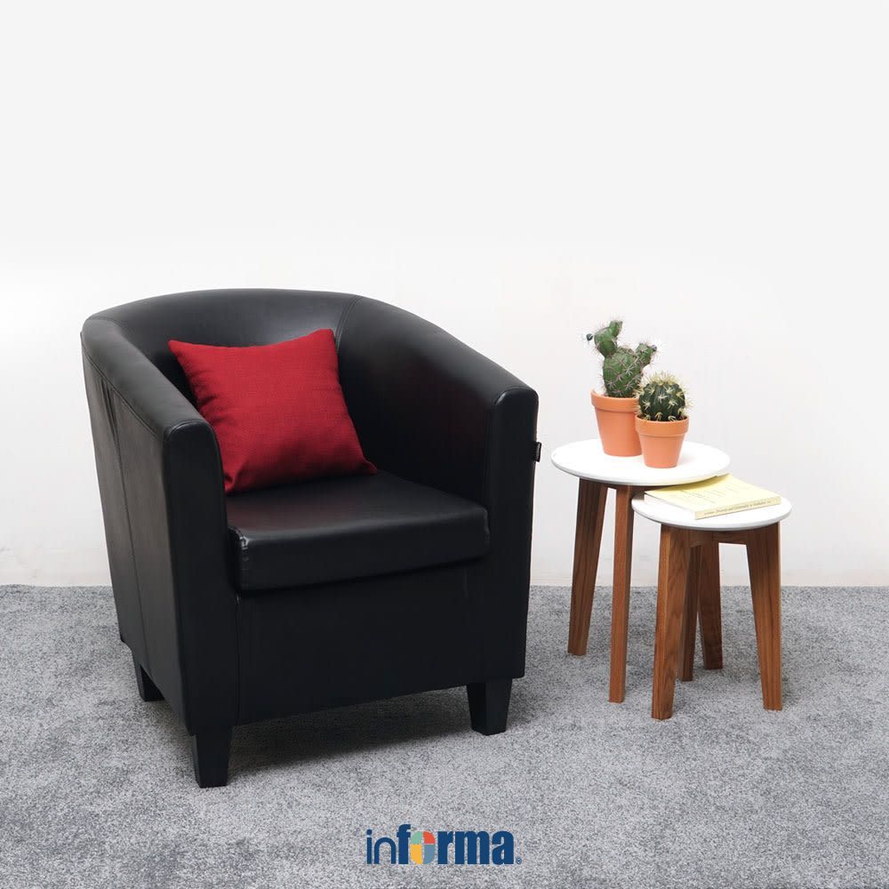 Informa Lexxy Sofa Kulit 1 Seater - Hitam/Merah Sofa Ruang Tamu Sofa Minimalis Kursi Santai Kursi Ru