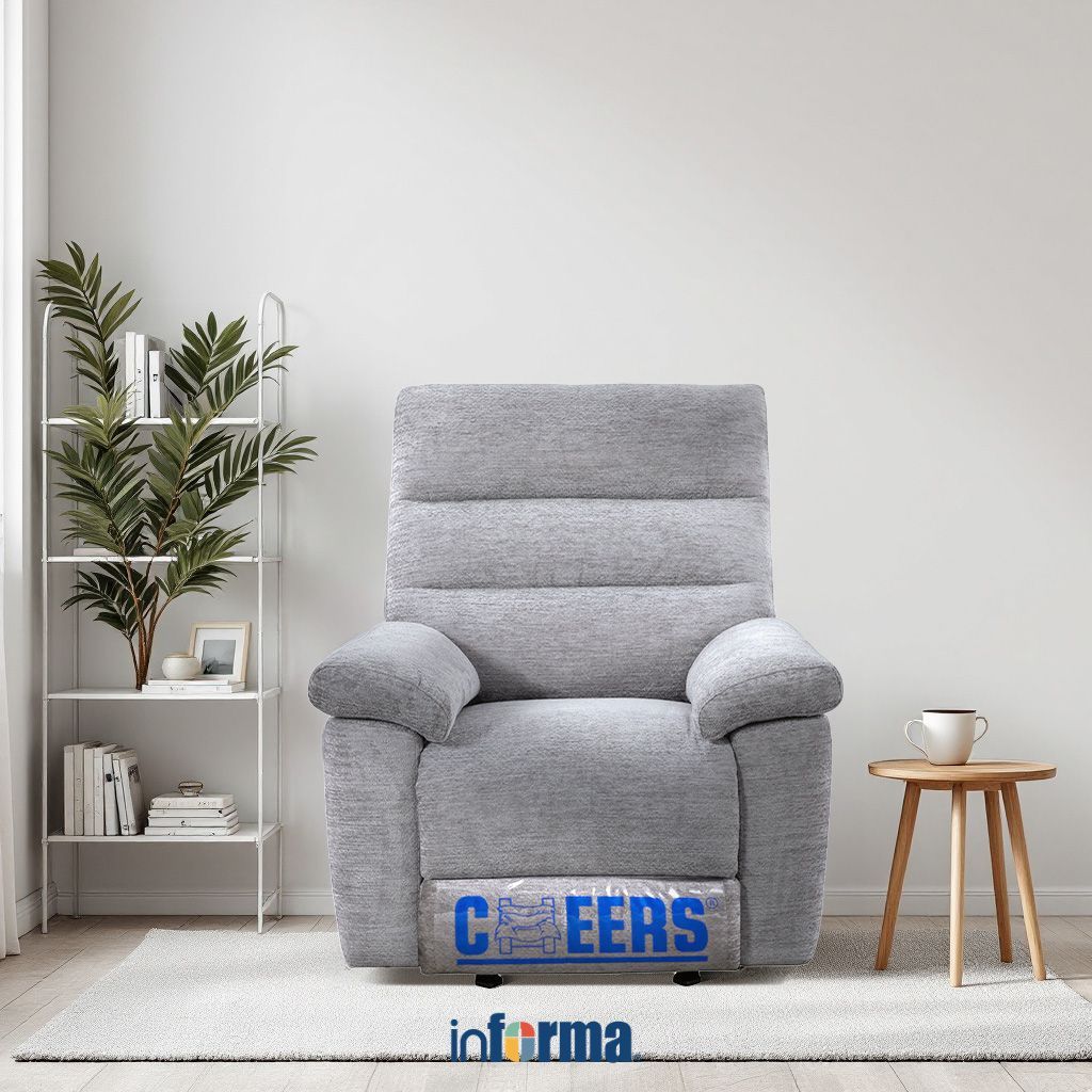 Informa Cheers Modena Sofa Recliner Rocking Fabric 1 Seater - Abu-Abu Kursi Santai Sofa Ruang Tamu R