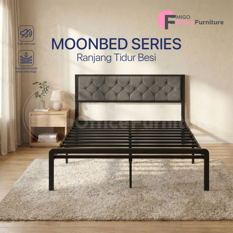 MOONBED Series/tempat tidur besi/Divan Ranjang Besi Rangka/ Divan Minimalis Dengan Sandaran Kepala