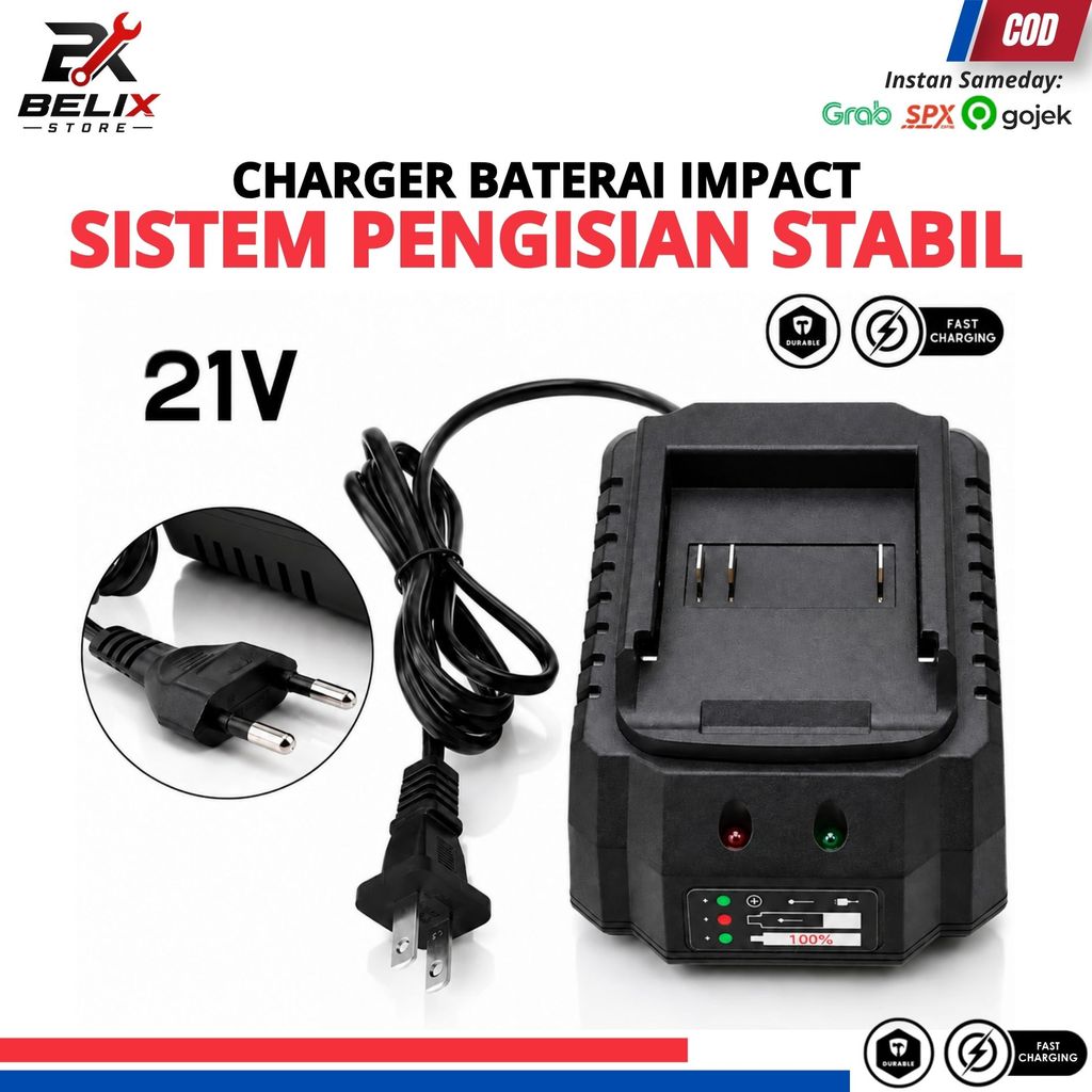 Charger Makita Lithium Bor 21V Charger Adaptor Casan Cas Baterai Cordless Nagawa Bor Impact Wrench K