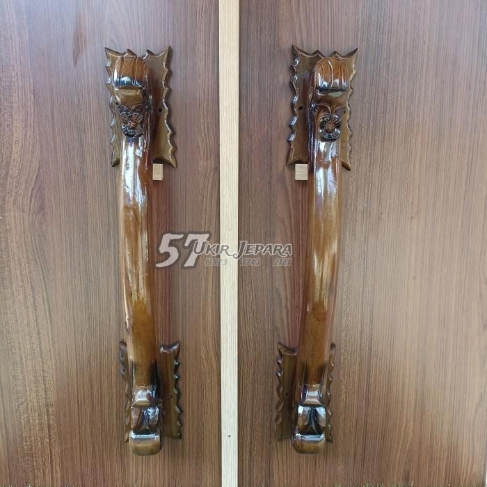 Handle pintu / Gagang ukir jepara - Tarikan bahan kayu jati Murah - Matengan