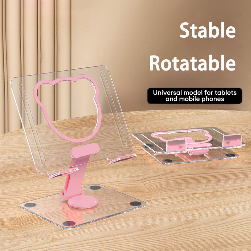 Promo Tablet Holder Bisa Diangkat Diturunkan Foldable Akrilik transparan Dudukan Putar 360 Rotary /