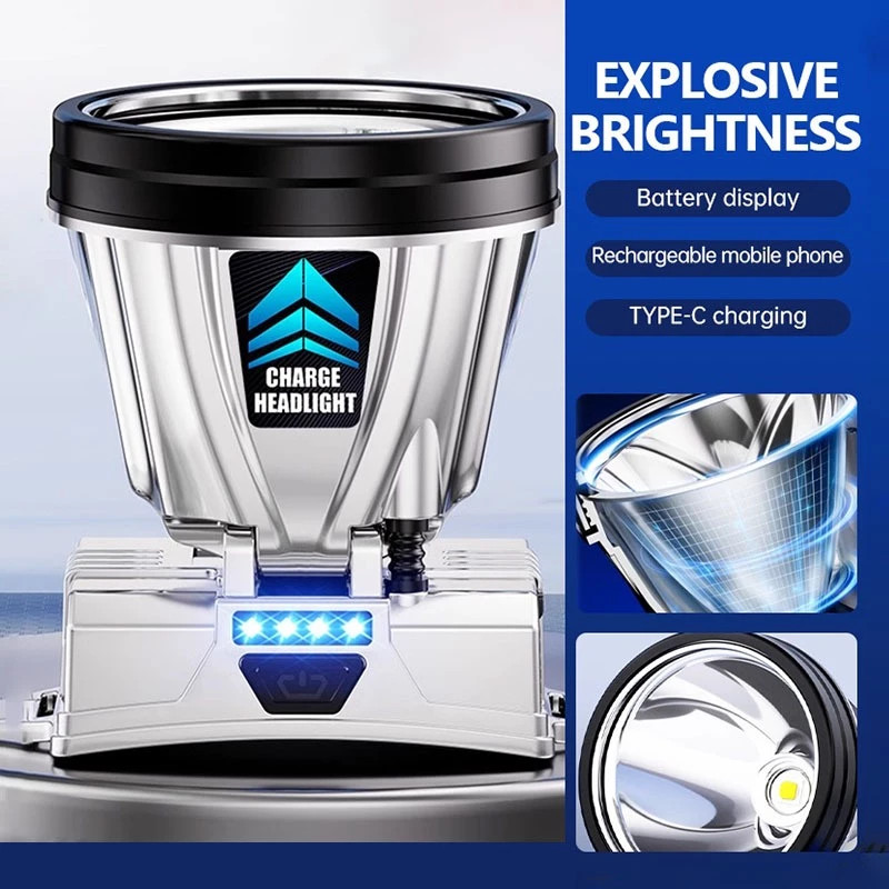 Senter Cas Super Terang Kepala Anti Air Jarak Jauh Tahan Baterai Lithium Super Terang Paling Terang 