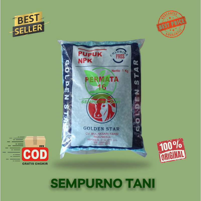 PUPUK NPK - PERMATA 16 GOLDEN STAR BIRU 1 KG