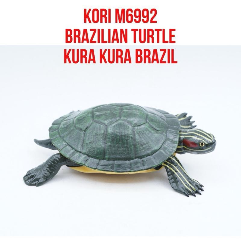 KORI Brazilian Turtle Kura Kura Brasil Trachemys scripta elegans Mainan Figure Binatang Miniature He