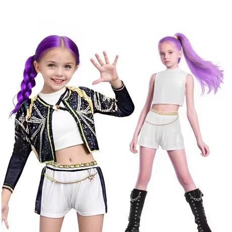 Kids Kpop Rumi Demon Hunter Idol Cosplay Carnival Event Outfit