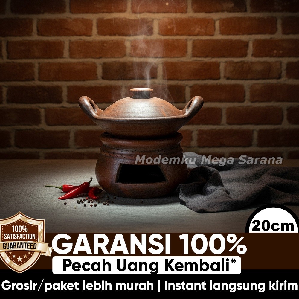Gerabahku  Jogja | Paket isi 10 Set | Set Wajan Tanah Liat  Diameter 20 cm + Keren / Anglo 18 cm | W