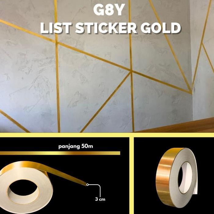 List Gold Sticker 50M Roll Gulungan Sticker Dekorasi Lantai Strip Gulungan Stiker Pembatas Keramik U