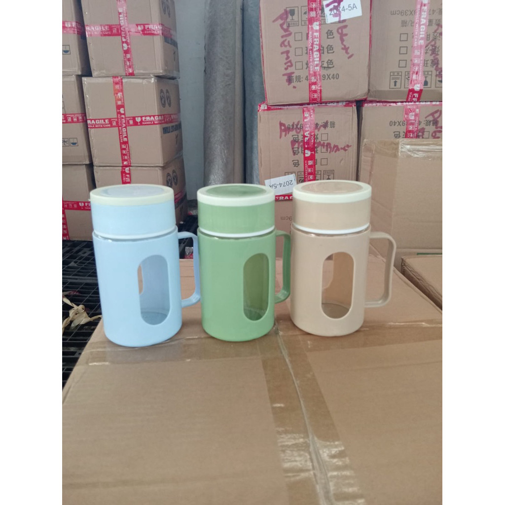 Gelas Gagang Kaca/ Gelas Shell 500 ML Warna Gelap / Warna Terang / Non Box