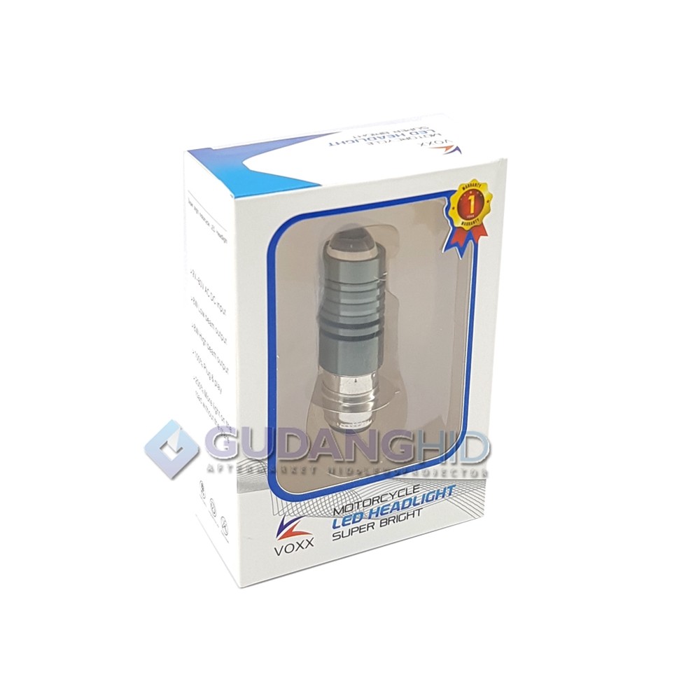 VOXX Lampu LED Motor Laser H6 Hi-Lo 8W+8W Lensa AC DC Kaki M5 Bebek 2 Warna
