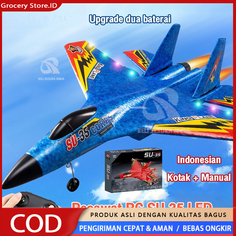Jojotoy Mainan Pesawat Terbang Remote Control Led Pesawat Glider Airplane Foam SU35 Pesawat Mainan P