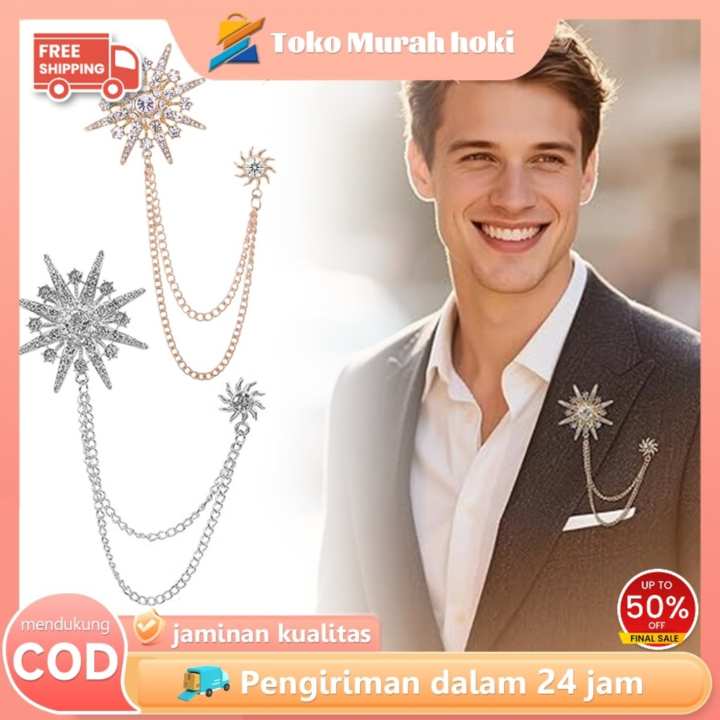 Bros Jas Rantai Rumbai Bros Pria Elegan Brooch Model Rantai Berlian Bros Rantai Jas Pria Wanita