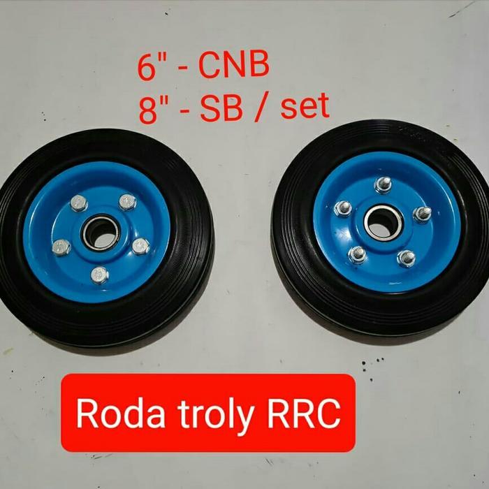 roda troli 8" inch ban karet Roda karet troli 8" inch