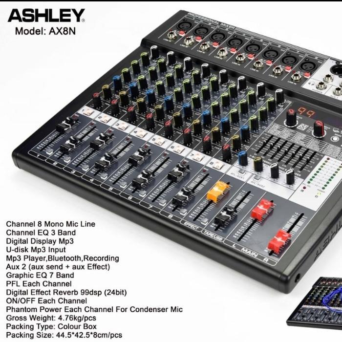 Mixer Ashley AX8N 8 Channel Usb Bluetooth Original HARGA NEGO