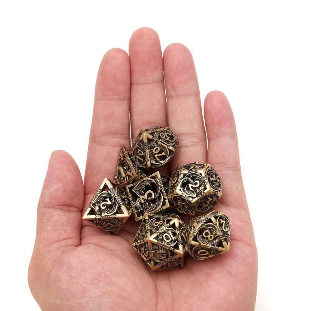 Excellent Metal DND Dice Gold Silver Bronze Polyhedron Metal Dice Dice Set Game