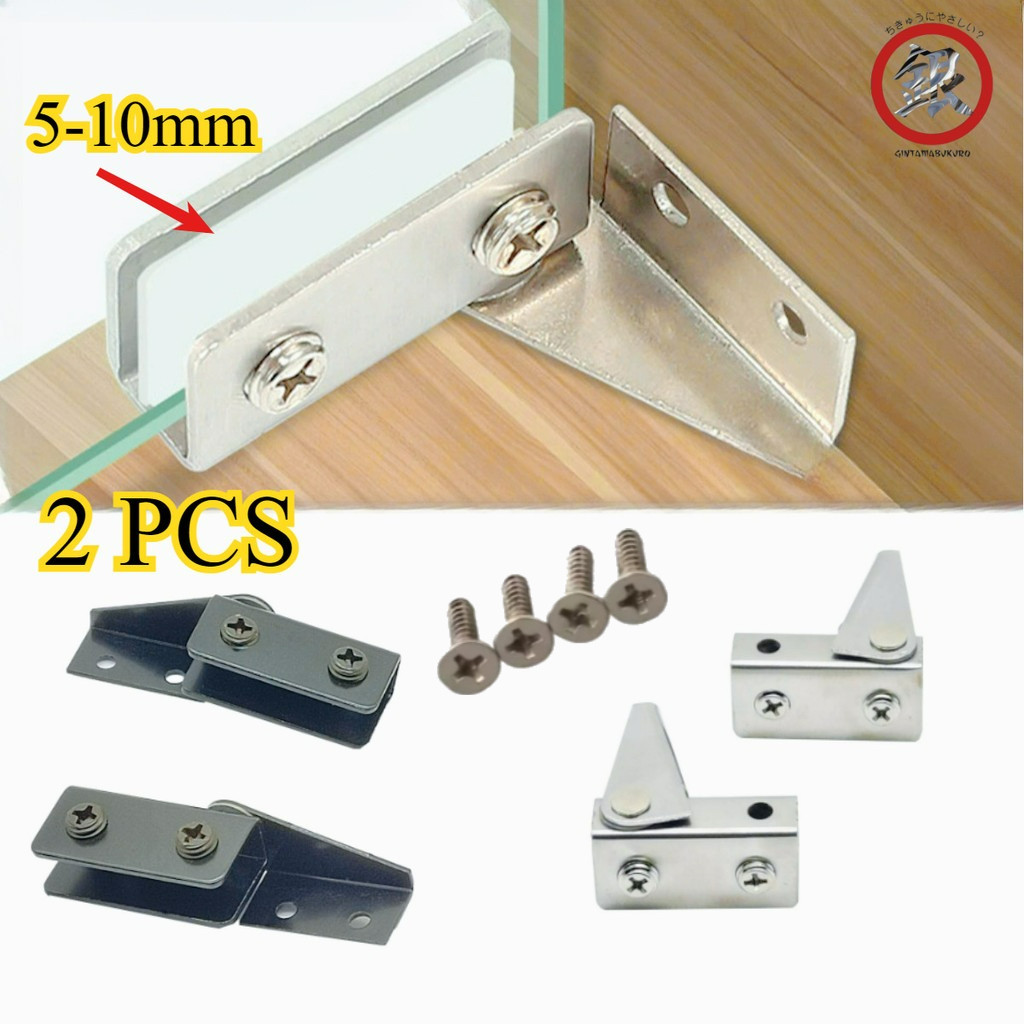 2pcs Stainless Engsel Pivot Engsel Pintu Lemari Kaca Keramik Engsel Pivot Kaca Jepit Stainless Engse