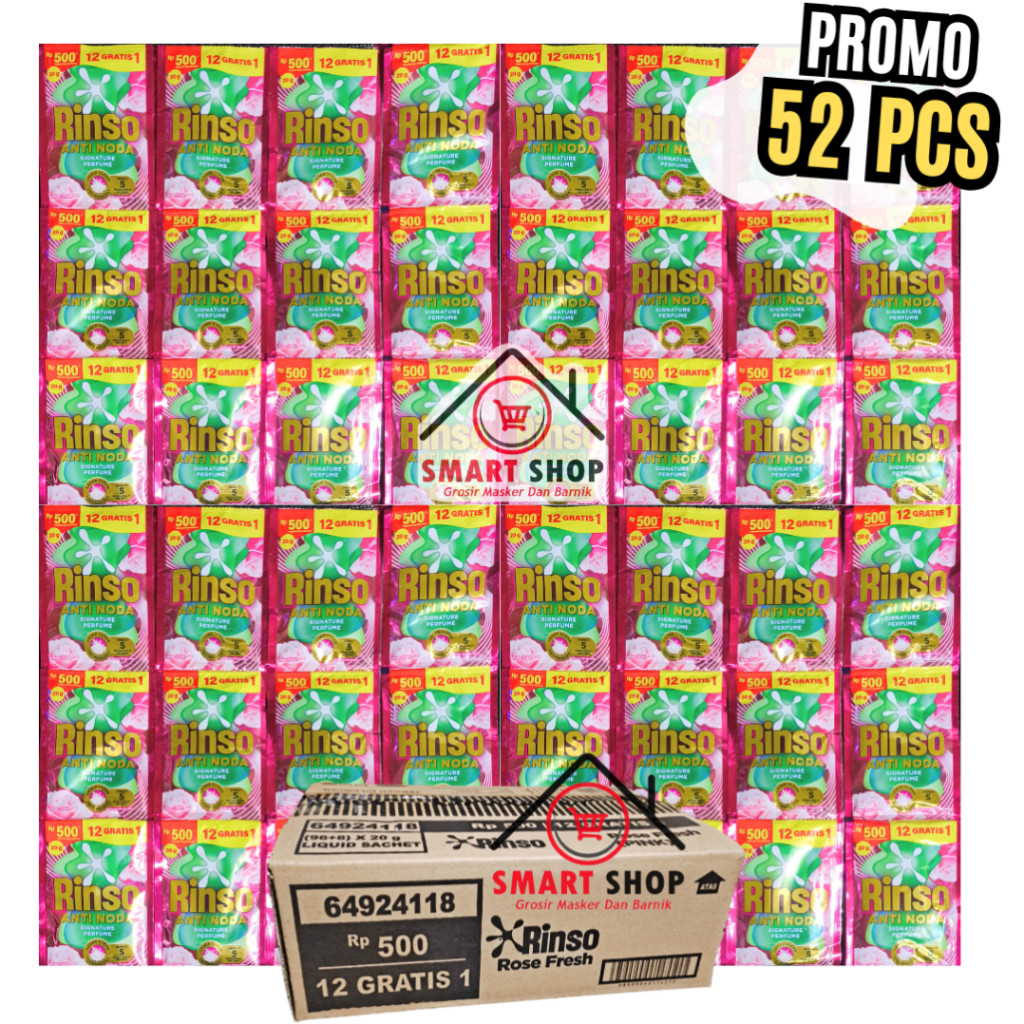 / 52 PCS Rinso Renceng 20 ml isi  sachet Anti Noda + Molto