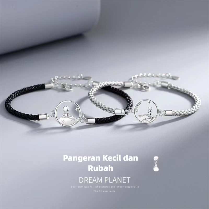 Gelang Couple Pangeran Kecil dan Rubah, perak murni, desain asli, gelang yang dapat disesuaikan untu