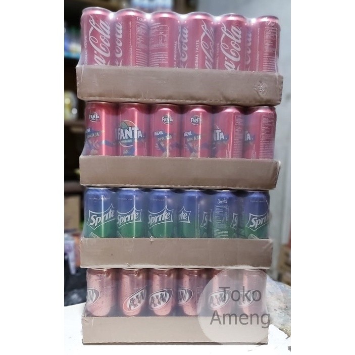 JRstore - JHN - Cocacola, Fanta, Sprite, AW, Cola Zero Kaleng 250 ml - 1 DUS (24 PCS)