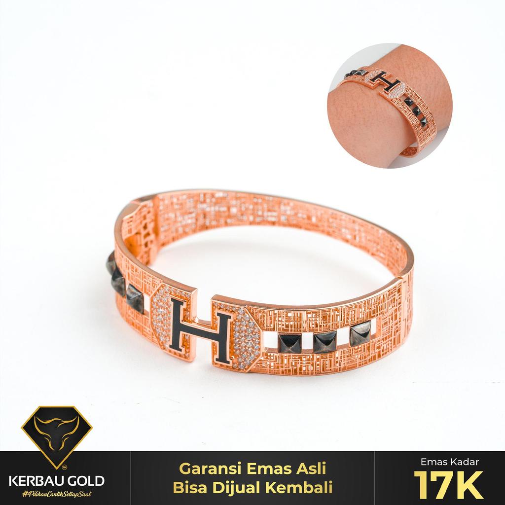 [Kerbau Gold] Gelang Emas Glamour H Black 17K - Emas Asli 100%