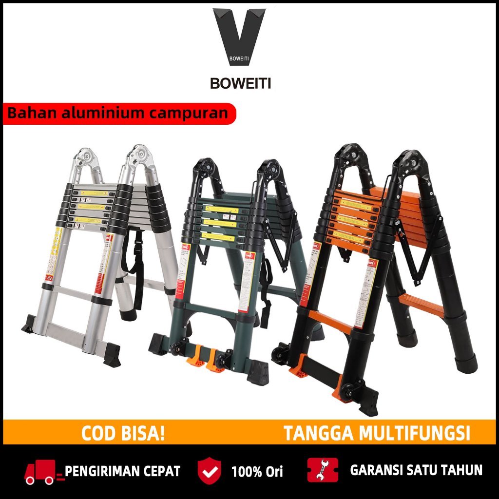BOWEITI Tangga Lipat Aluminium Banyak Gaya Kualitas Tinggi Warna unik Tangga Teleskopik