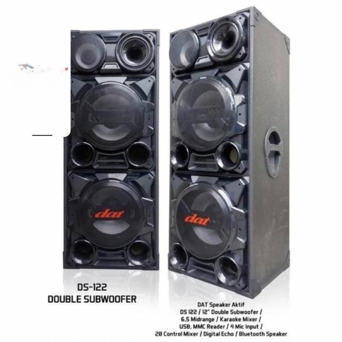 Speaker Aktif DAT DS-122 (Sepasang) - Double Woofer 12 Inch, Karaoke Mixer, Bluetooth